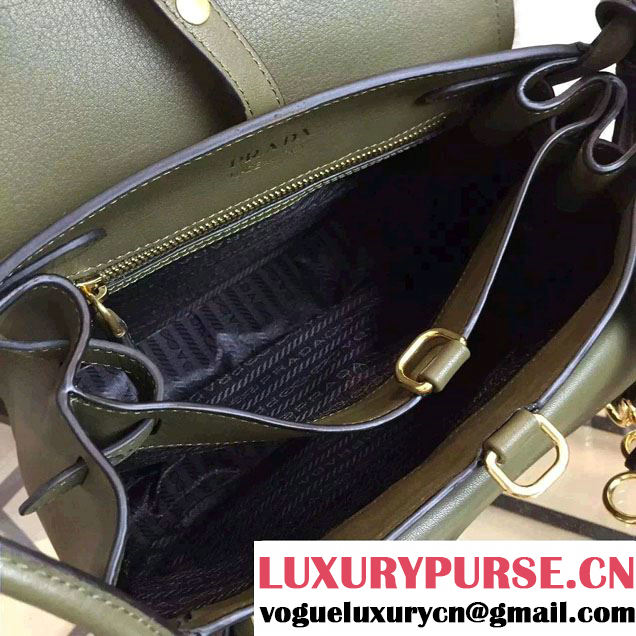 Prada Corsaire Calf Leather Shoulder Bag 1BD050 Army Green 2016