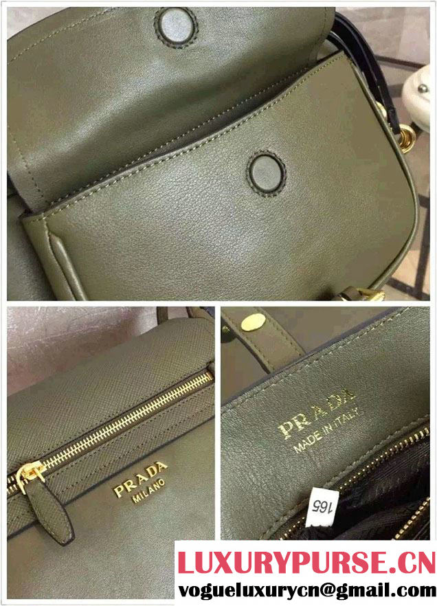 Prada Corsaire Calf Leather Shoulder Bag 1BD050 Army Green 2016