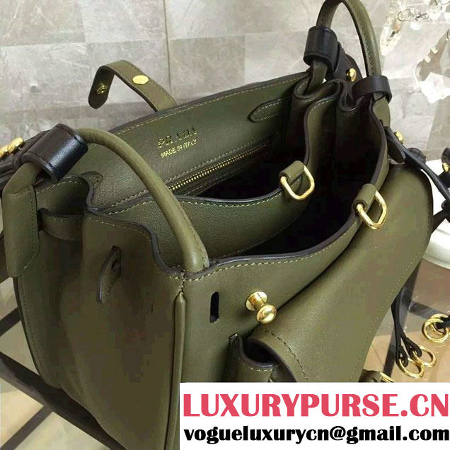 Prada Corsaire Calf Leather Shoulder Bag 1BD050 Army Green 2016