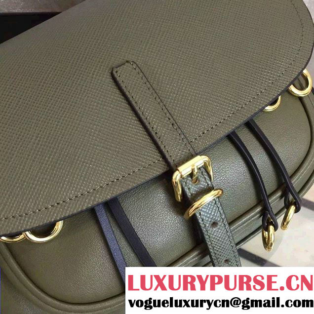 Prada Corsaire Calf Leather Shoulder Bag 1BD050 Army Green 2016