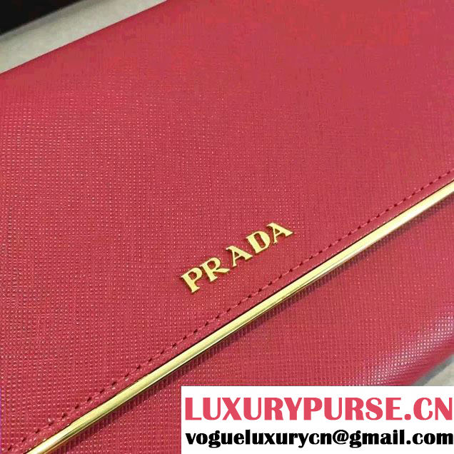 Prada Saffiano Leather Flap Wallet Shoulder Bag 1MT440 Fushia 2016