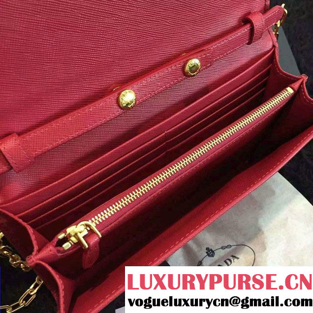 Prada Saffiano Leather Flap Wallet Shoulder Bag 1MT440 Fushia 2016