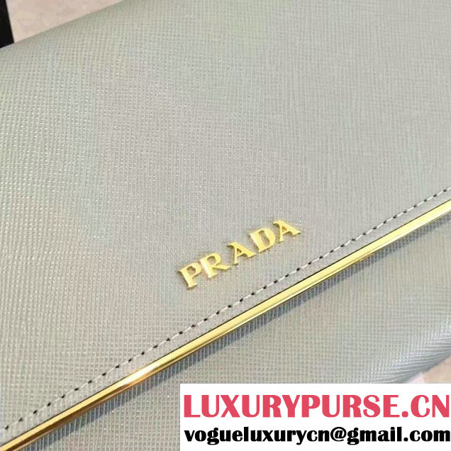 Prada Saffiano Leather Flap Wallet Shoulder Bag 1MT440 Pale Green 2016