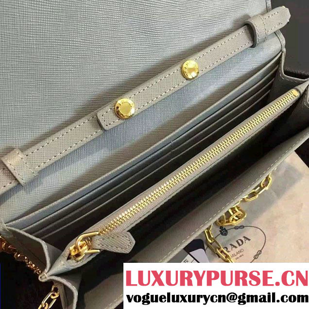 Prada Saffiano Leather Flap Wallet Shoulder Bag 1MT440 Pale Green 2016