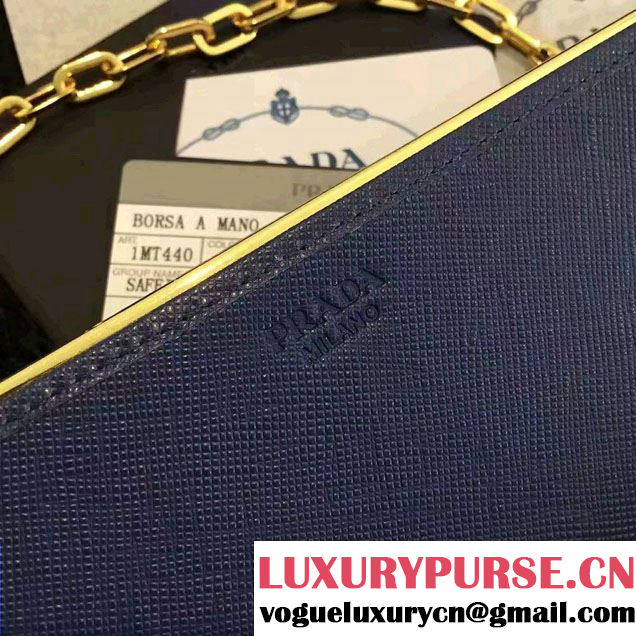 Prada Saffiano Leather Flap Wallet Shoulder Bag 1MT440 Blue 2016