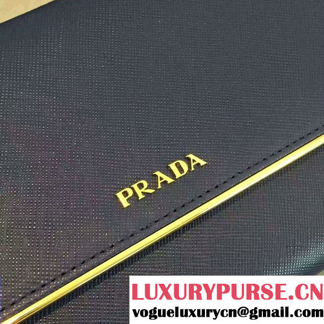 Prada Saffiano Leather Flap Wallet Shoulder Bag 1MT440 Blue 2016