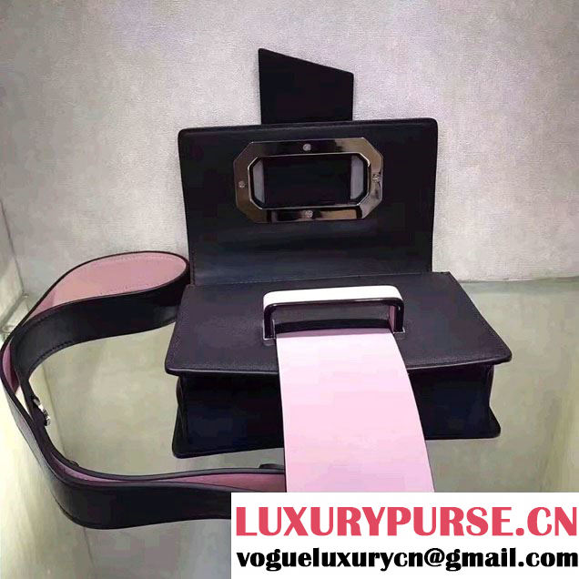 Prada Plex Ribbon Bag 1BD067 Black/Pale Pink 2017