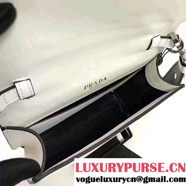 Prada Plex Ribbon Bag 1BD067 White/Black 2017
