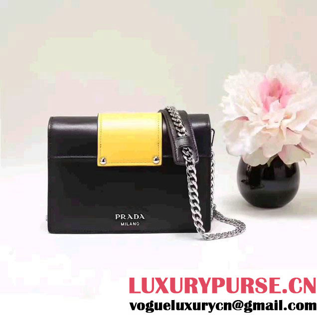 Prada Jewels Ribbon  Calf Leather Bag 1BD067 Yellow/Black 2017