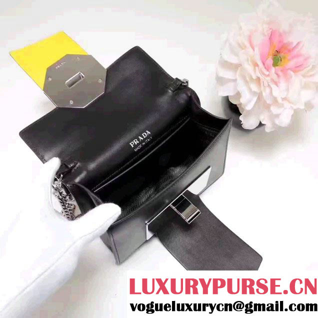 Prada Jewels Ribbon  Calf Leather Bag 1BD067 Yellow/Black 2017