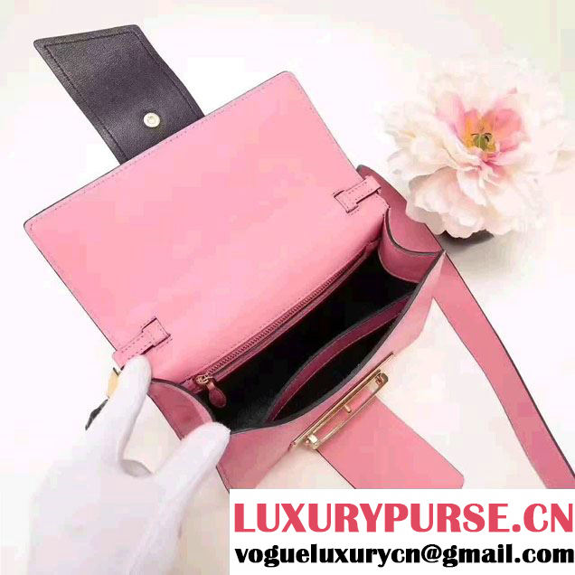 Prada Metal Ribbon Print Madras Goat and Calf Leather Bag 1BD069 Pink 2017