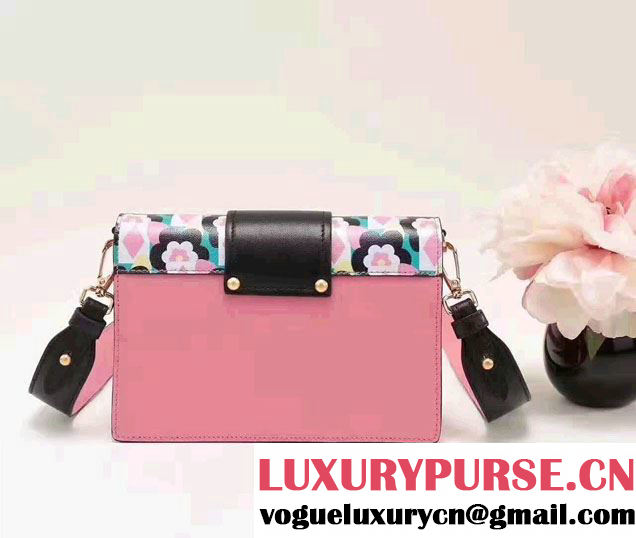 Prada Metal Ribbon Print Madras Goat and Calf Leather Bag 1BD069 Pink 2017