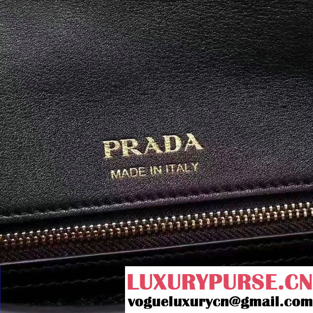 Prada Metal Ribbon Calf Leather Bag 1BD068 White/Black/Gary 2017