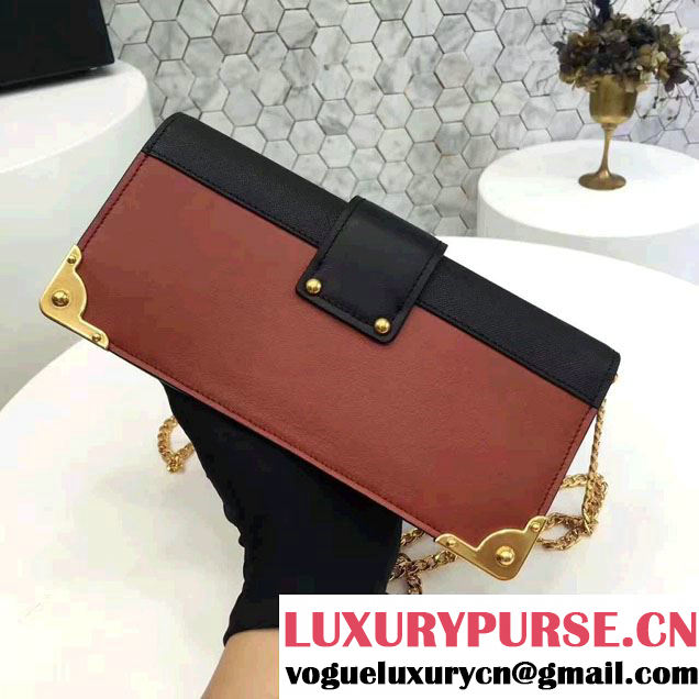 Prada Cahier Calf Leather And Saffiano Leather Clutch Bag 1BF048 Terracotta/Black 2017
