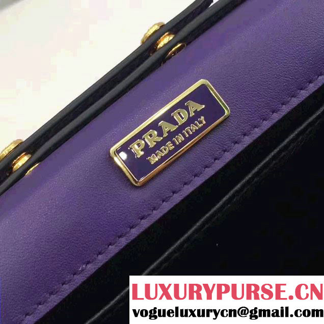 Prada Cahier Calf Leather And Saffiano Leather Clutch Bag 1BF048 Purple/Black 2017