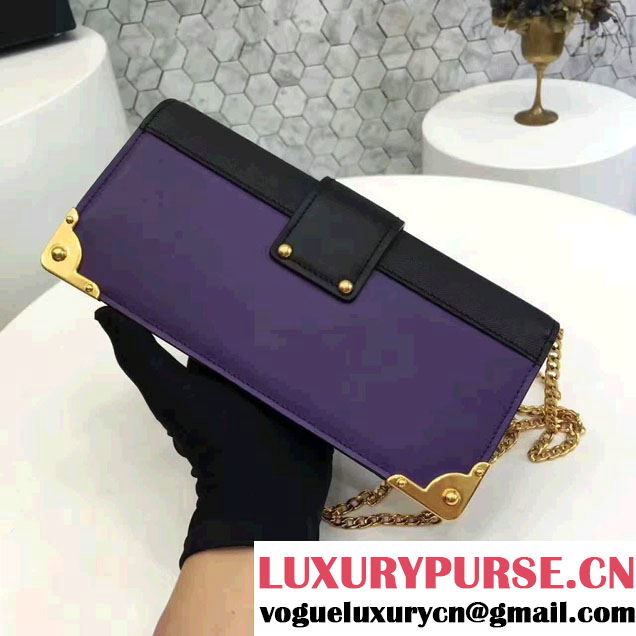 Prada Cahier Calf Leather And Saffiano Leather Clutch Bag 1BF048 Purple/Black 2017
