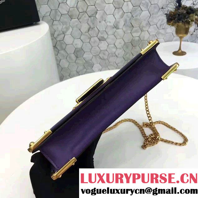 Prada Cahier Calf Leather And Saffiano Leather Clutch Bag 1BF048 Purple/Black 2017