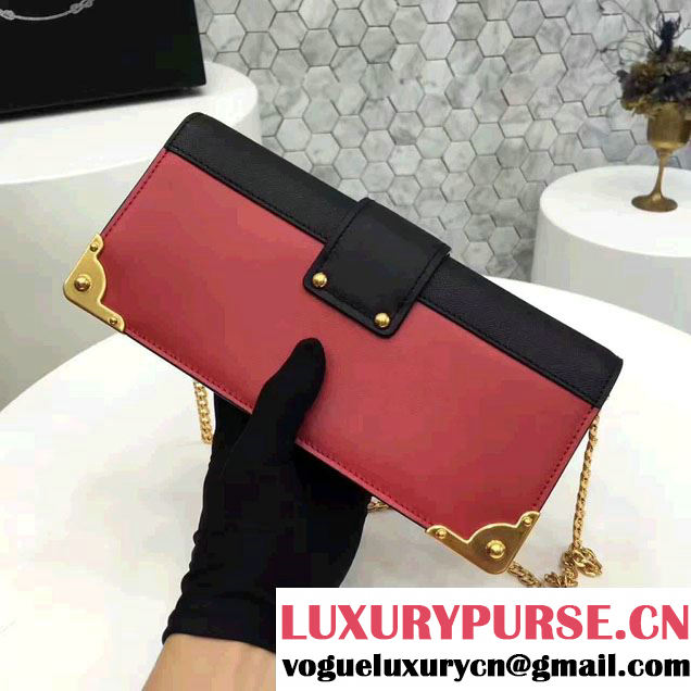 Prada Cahier Calf Leather And Saffiano Leather Clutch Bag 1BF048 Red/Black 2017