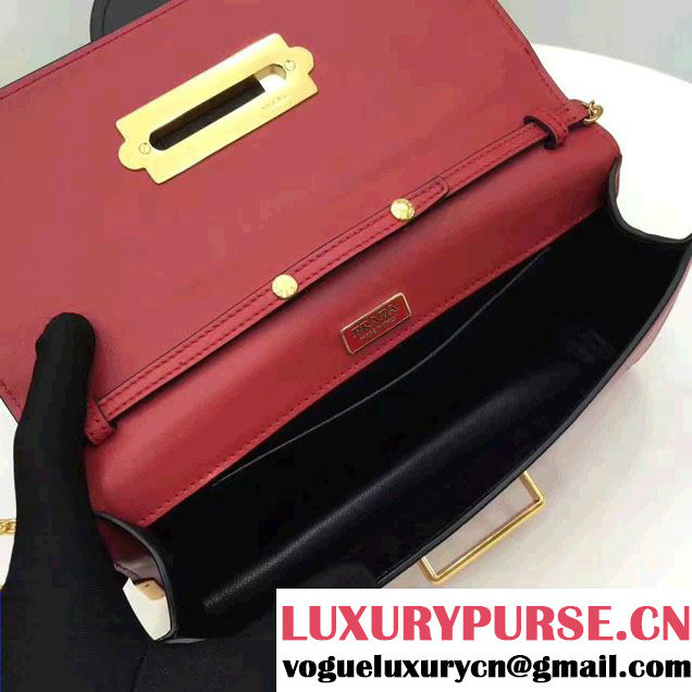 Prada Cahier Calf Leather And Saffiano Leather Clutch Bag 1BF048 Red/Black 2017