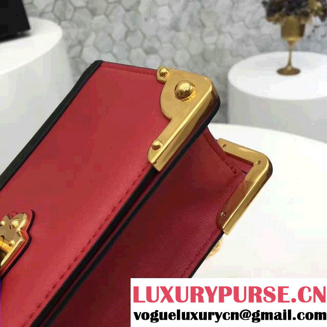 Prada Cahier Calf Leather And Saffiano Leather Clutch Bag 1BF048 Red/Black 2017