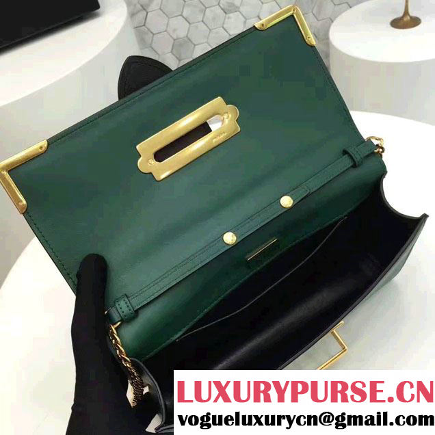 Prada Cahier Calf Leather And Saffiano Leather Clutch Bag 1BF048 Billiard/Black 2017
