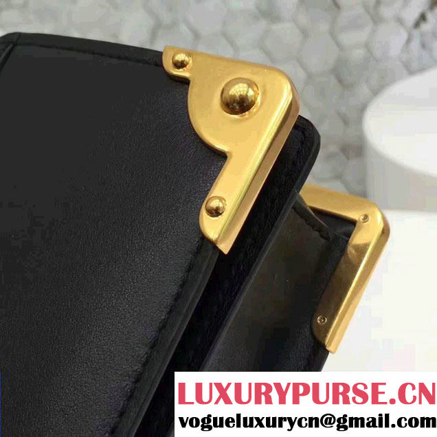 Prada Cahier Calf Leather And Saffiano Leather Clutch Bag 1BF048 Black 2017