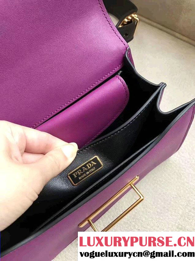 Prada Cahier Calf Leather Shoulder Bag 1BD045 purple/Black 2016