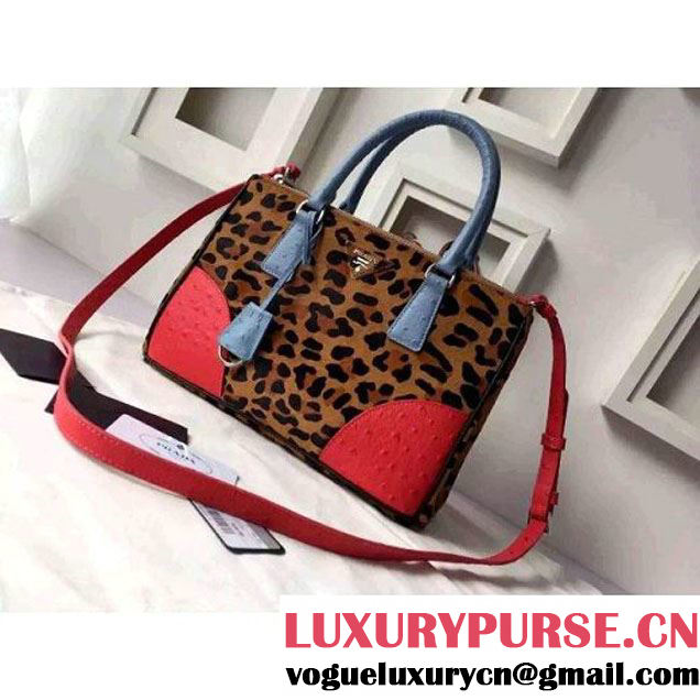Prada 1BA863 Ponyhair Leather Tote With Ostrich Leather  (2A016-103102 )