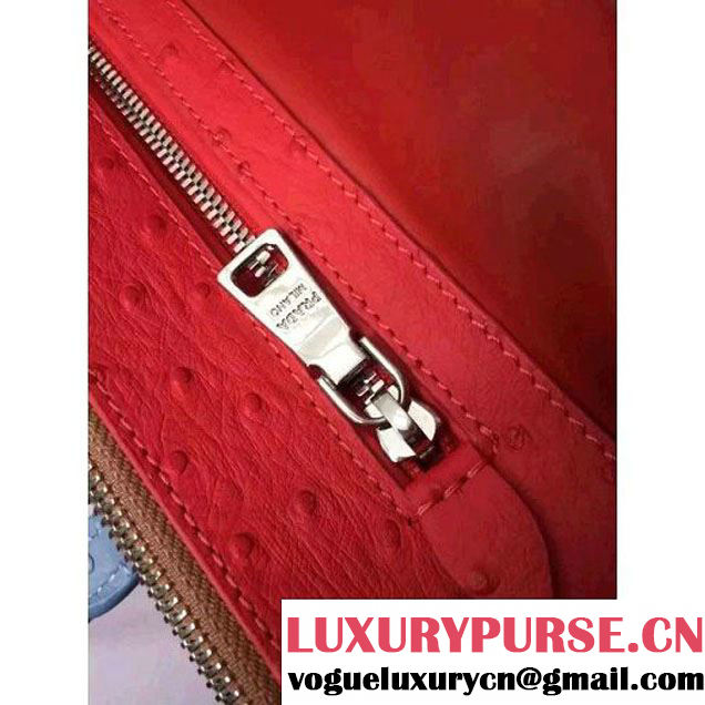 Prada 1BA863 Ponyhair Leather Tote With Ostrich Leather  (2A016-103102 )