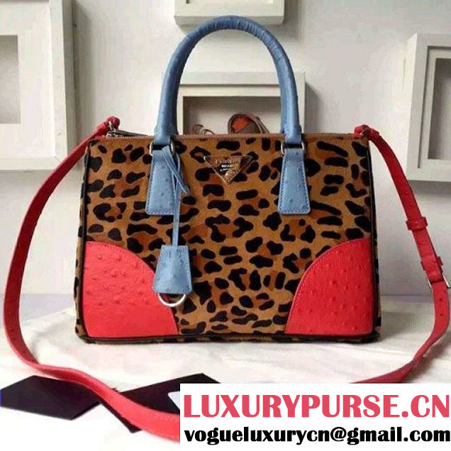 Prada 1BA863 Ponyhair Leather Tote With Ostrich Leather  (2A016-103102 )