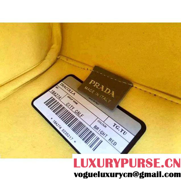 Prada 1BA274 City Calf Leather Galleria Tote Bag Etoupe/Yellow (2A016-212316 )