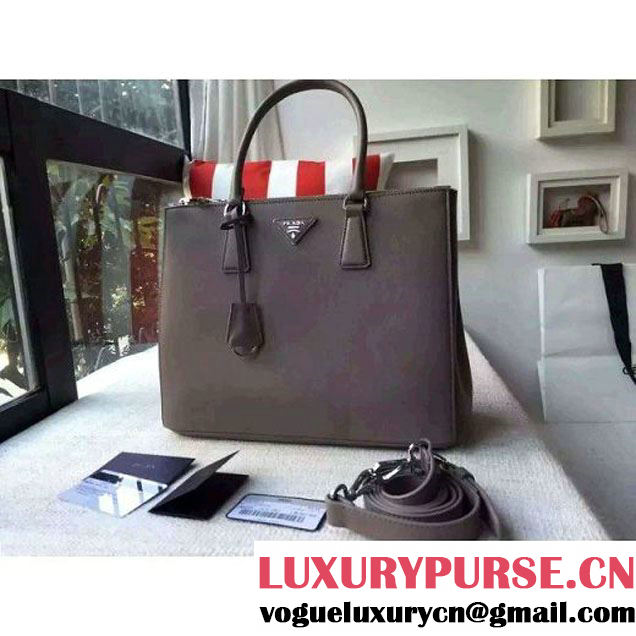 Prada 1BA274 City Calf Leather Galleria Tote Bag Etoupe/Yellow (2A016-212316 )
