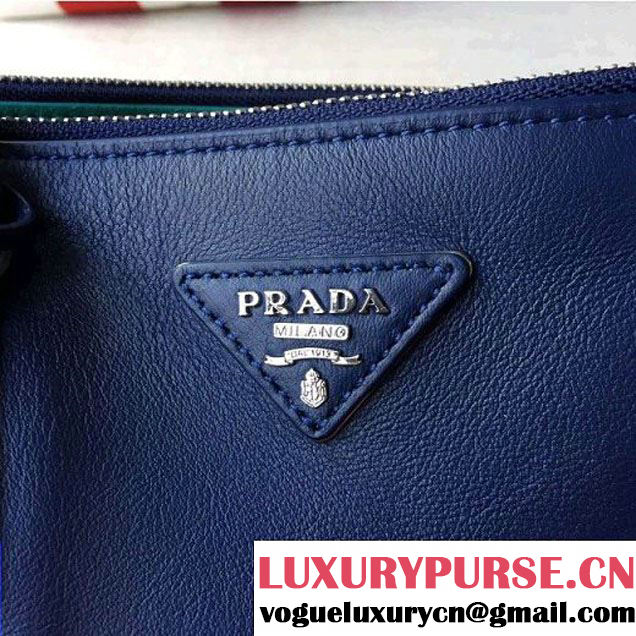 Prada 1BA274 City Calf Leather Galleria Tote Bag Blue/Absinth (2A016-212320 )