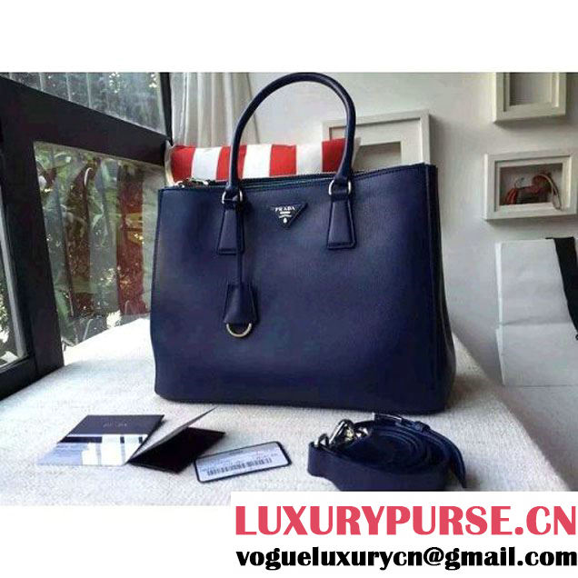 Prada 1BA274 City Calf Leather Galleria Tote Bag Blue/Absinth (2A016-212320 )