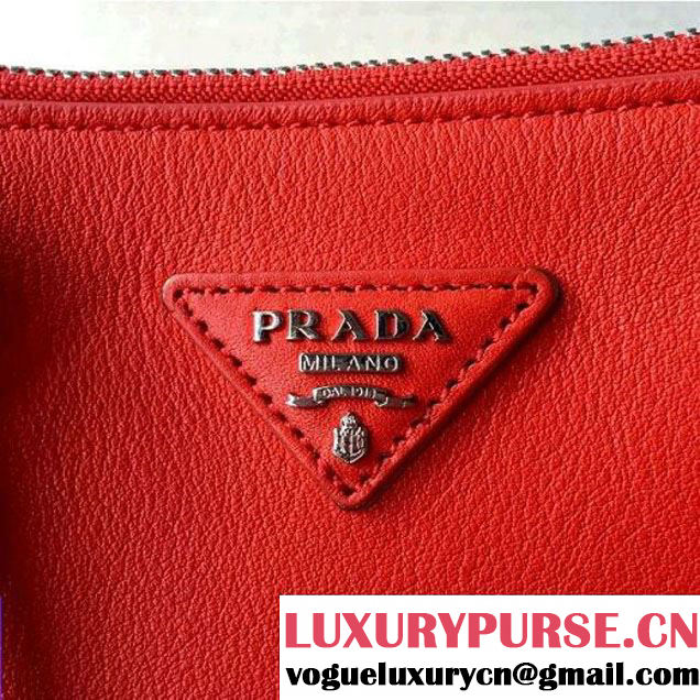 Prada 1BA274 City Calf Leather Galleria Tote Bag Red/Red (2A016-212321 )