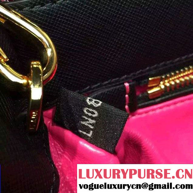 Prada 1BA863 Two-tone Galleria Saffiano Leather Bag Black/Rosy 2016 (2A016-6022901 )