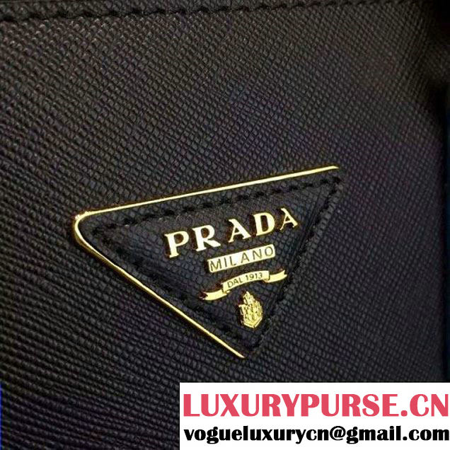 Prada 1BA863 Two-tone Galleria Saffiano Leather Bag Black/Blue 2016 (2A016-6022904 )