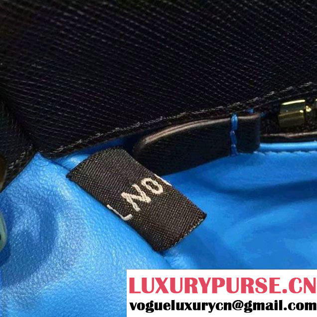 Prada 1BA863 Two-tone Galleria Saffiano Leather Bag Black/Blue 2016 (2A016-6022904 )
