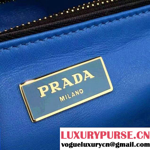Prada 1BA863 Two-tone Galleria Saffiano Leather Bag Black/Blue 2016 (2A016-6022904 )