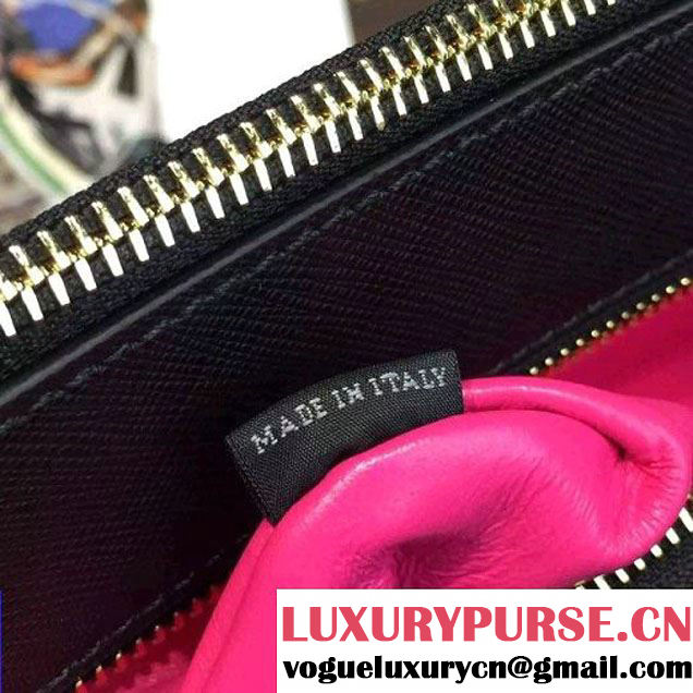 Prada Large Two-tone Galleria Saffiano Leather Bag Black/Rosy 2016 (2A016-6022905 )