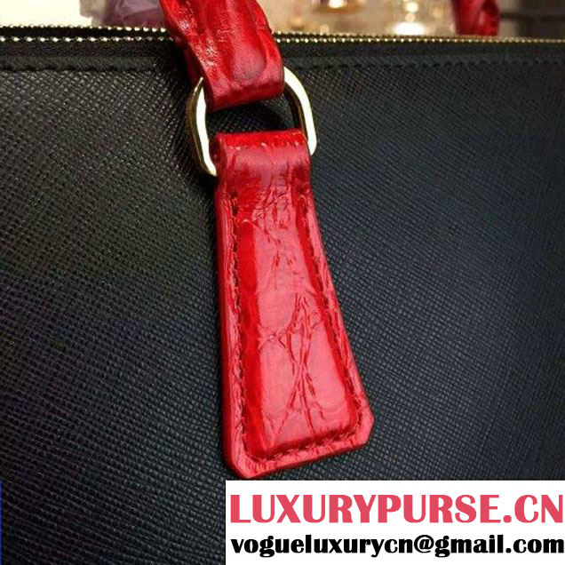 Prada Large Two-tone Galleria Saffiano Leather Bag Black/Red 2016 (2A016-6022907 )