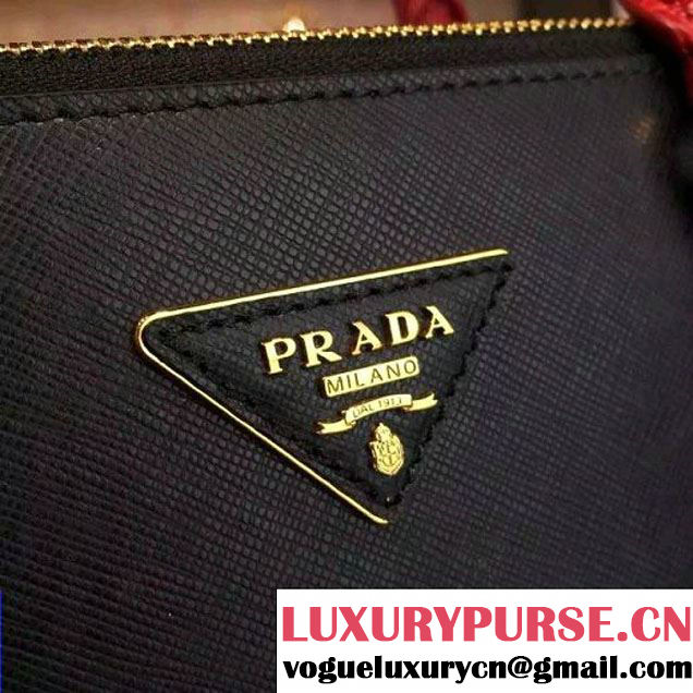 Prada Large Two-tone Galleria Saffiano Leather Bag Black/Red 2016 (2A016-6022907 )