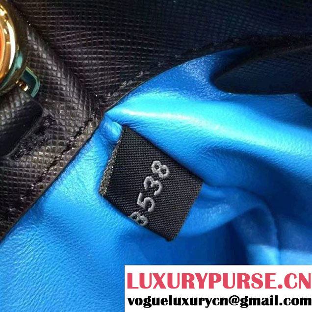 Prada Large Two-tone Galleria Saffiano Leather Bag Black/Blue 2016 (2A016-6022908 )