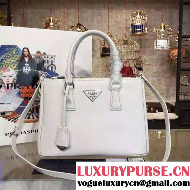 Prada 1BA863 Galleria Saffiano Leather Bag White 2016 (2A016-6022913 )