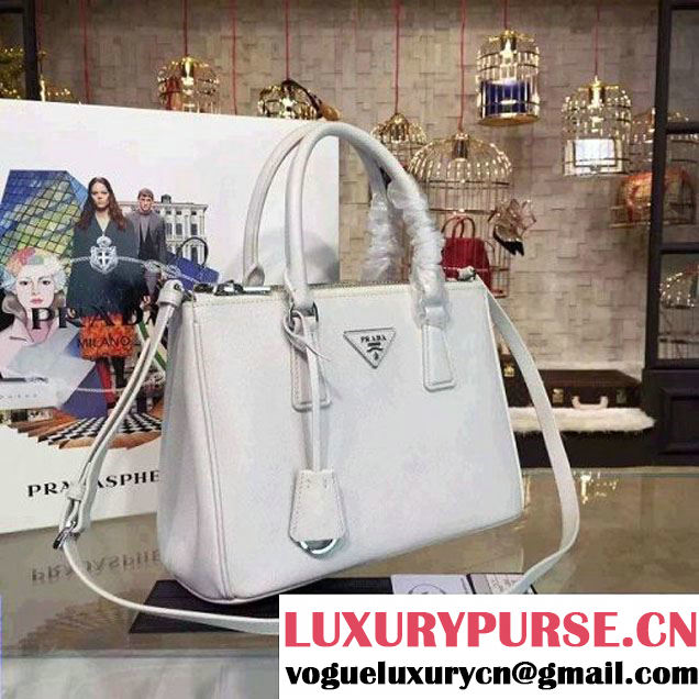 Prada 1BA863 Galleria Saffiano Leather Bag White 2016 (2A016-6022913 )