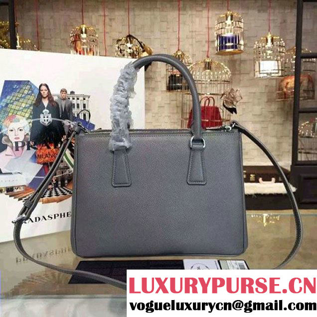 Prada 1BA863 Galleria Saffiano Leather Bag Grey 2016 (2A016-6022916 )