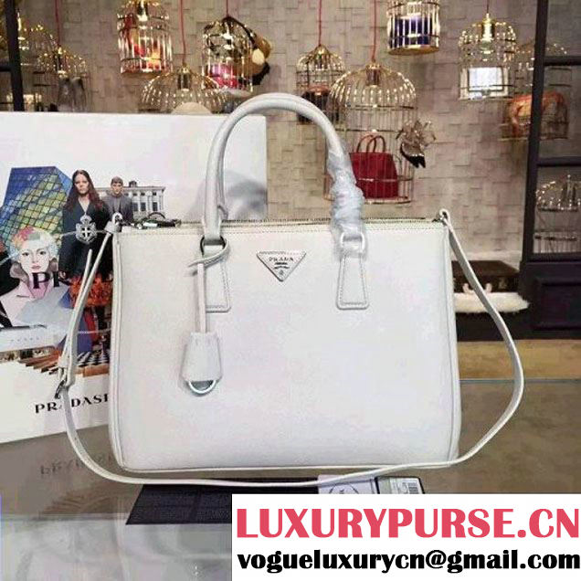 Prada 1BA274 Large Galleria Saffiano Leather Bag White 2016 (2A016-6022918 )