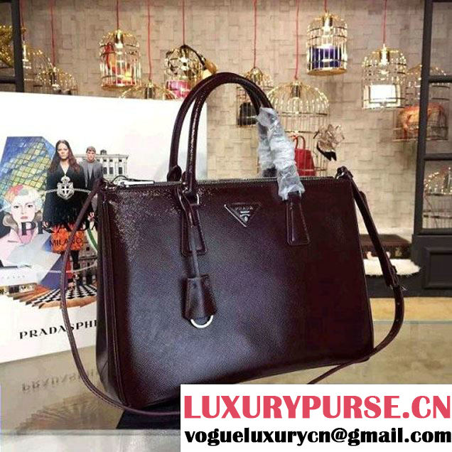 Prada 1BA274 Large Galleria Saffiano Leather Bag Burgundy 2016 (2A016-6022919 )
