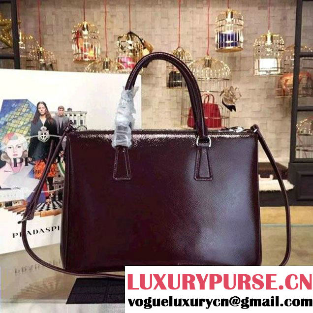 Prada 1BA274 Large Galleria Saffiano Leather Bag Burgundy 2016 (2A016-6022919 )
