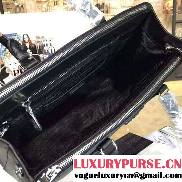 Prada 1BA274 Large Galleria Saffiano Leather Bag Black 2016 (2A016-6022920 )